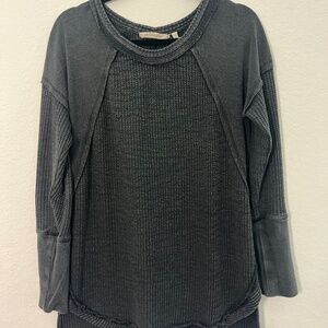 Soft Surroundings Waffle Tunic Washed Gray Bohemian Lagenlook long sleeve Medium